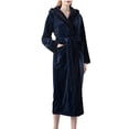 thumbnail image 1 of Besolor Womens Fleece Hooded Robe Thickened Soft Long Plush Bathrobe with Pockets Winter Warm Fuzzy Spa Robes Nightgown, 1 of 6