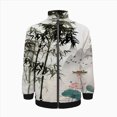 thumbnail image 2 of Chinese Ink Painting Bamboo Jacket Men's Street Cool Long Sleeves Coat Personality Tops Oversized Zipper Jackets Male Clothes, 2 of 7