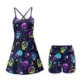 thumbnail image 5 of Psesaysky Athletic Dress for Women Mini Square Neck Sleeveless Built in Shorts with Pockets Tennis Golf Dresses Summer Clothing Space Neon Skull Print, Size XS, 5 of 5