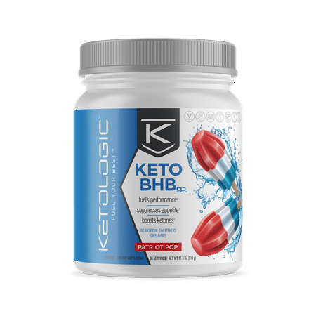 KetoLogic Keto BHB Exogenous Ketones Supplement, Patriot Pop | 60 Servings
