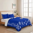 thumbnail image 5 of Quilts Full Size Bedding Set, Blue Snowflake Christmas Lightweight Quilted Comforter, Xmas Snowflake Winter Modern Art Soft Reversible Bedspread Coverlet with Pillow Covers for All Season, 78" x 90", 5 of 9
