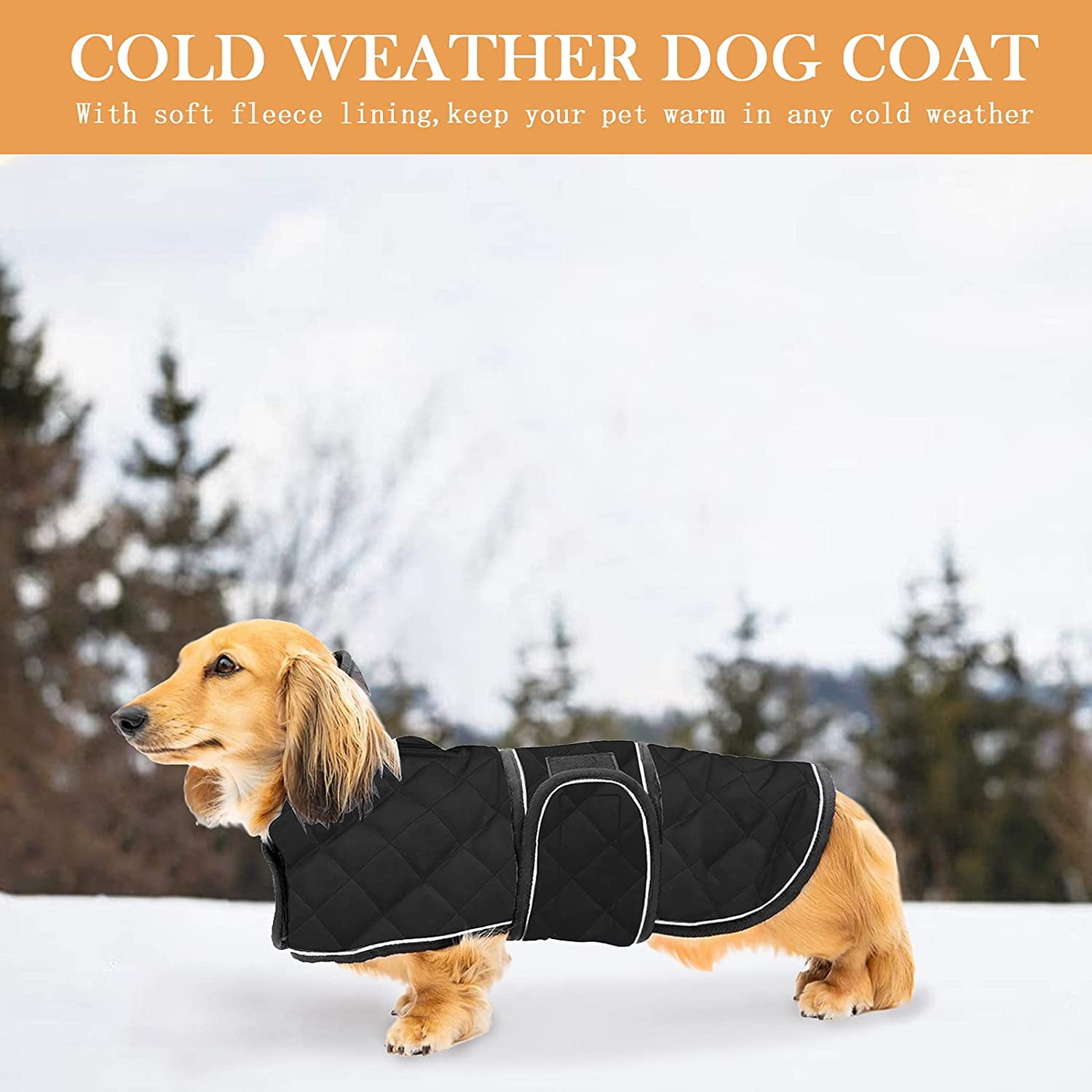 Large Dog-Black-L Dog Winter Coat with Warm Fleece Lining Geyecete Warm ...
