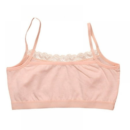 Wuffmeow Girl Underwear Cotton Lace Bras Girls Soft Camisoles Sports Bra Top For Adolescente 8-15 Year