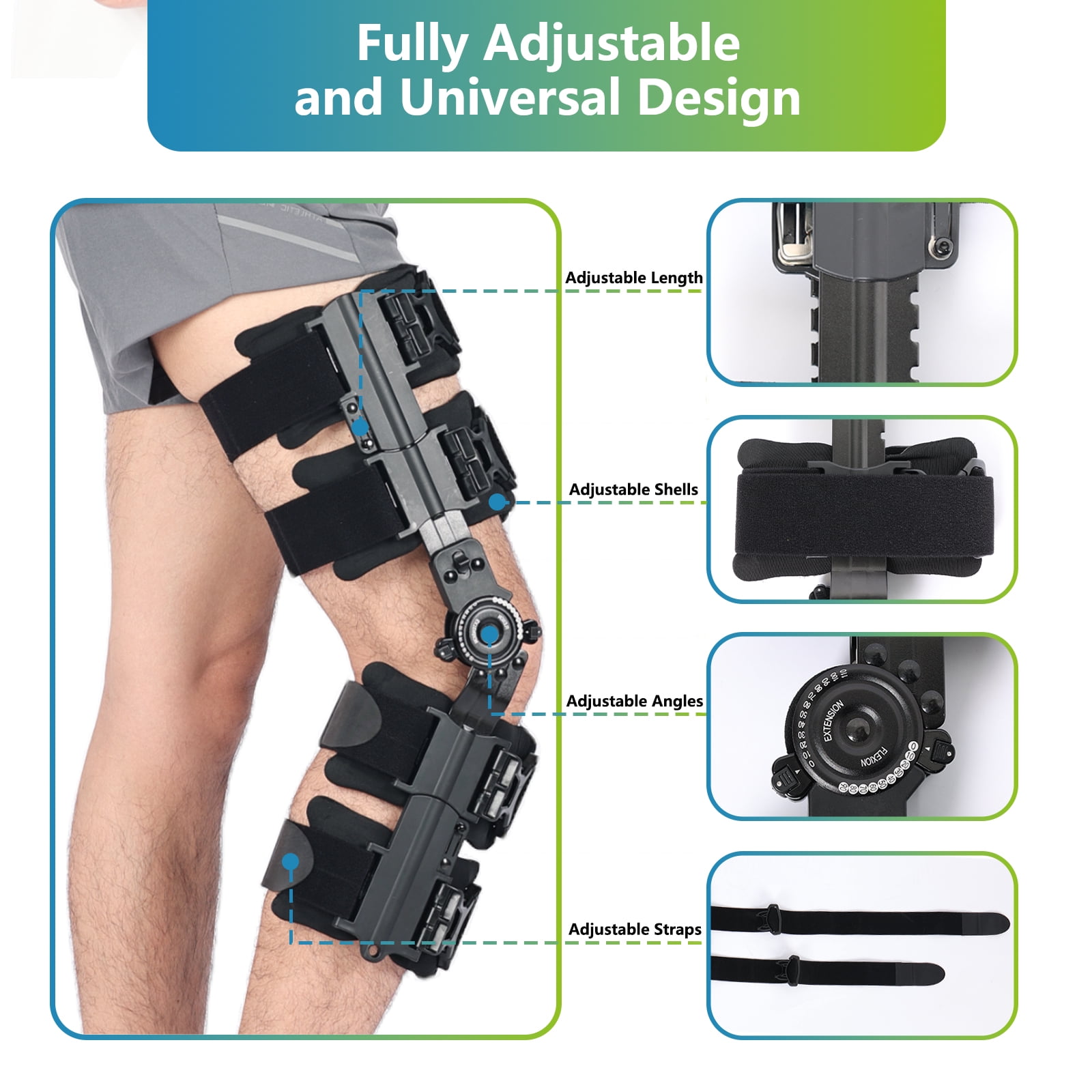 Orthomen Hinged Knee Brace for Arthritis Pain and Support, Post Op Knee Immobilizer for Knee Joint Pain, Universal