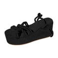 thumbnail image 3 of Women's Lace-Up Platform Sandals, Wide Width Open Toe Summer Sandals for Women, Suede Chunky Wedge Casual Shoes, Non-Slip Walking Sandals, 3 of 5