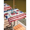 thumbnail image 2 of Outdoor Tablecloth with Umbrella Hole for Patio/Picnic/Party/Camping, Independence Day Waterproof Table Cloth Square Cover Washable, American Flag Vintage Red Blue Flowers (54"x 54"), 2 of 9