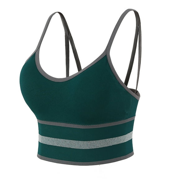 Odeerbi Sports Bras for Women 2025 Ruched Bras Padded Workout Tops Medium Support Crop Tops Green
