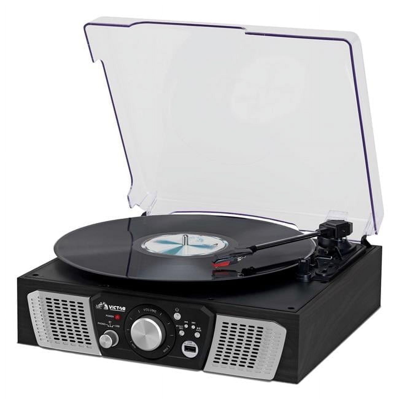 SYLVANIA Terntableターンテーブル Sylvania Bluetooth Retro Turntable with Stand & FM Radio