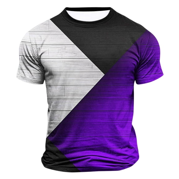 Bnwani Mens Shirts Printed Comfortable Shirts Short Sleeve Tee Purple 2XL