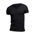 thumbnail image 1 of T-shirts à Manches Courtes pour Hommes en Coton Uni de Qualité Supérieure à Col en V, 1 of 4