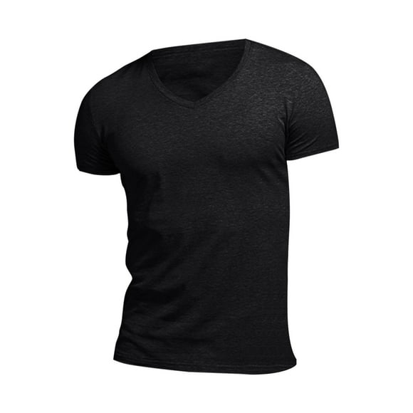 Ketyyh-chn99 Men's Dress Shirts 2024 Solid Color Basic Shirt Mens Cotton Crew Neck Short Sleeve T-Shirts Black,L