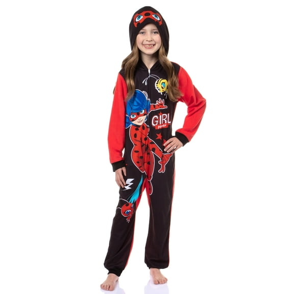 Miraculous Ladybug Girls Girl Power Full Zip Blanket Sleeper Hooded Pajama
