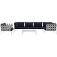 thumbnail image 4 of Modern Contemporary Urban Design Outdoor Patio Balcony Seven PCS Sectional Sofa Set, Navy Blue White, Rattan, 4 of 8