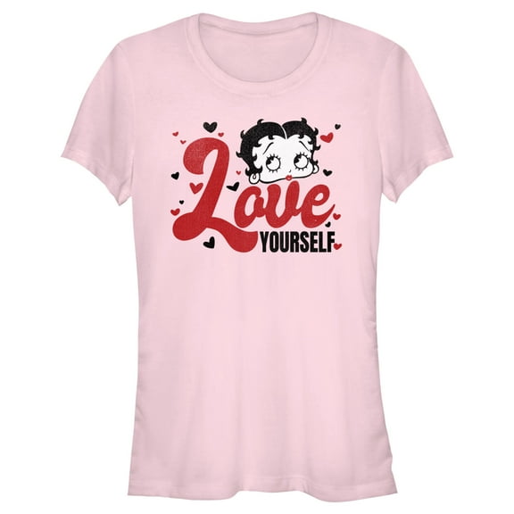 Junior's Betty Boop Love Yourself Graphic Tee Light Pink Small