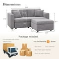 thumbnail image 6 of PPorfamilia 71" Velvet Loveseat with Ottoman, Modular Sectional 2 Seater Deep Seat Sofa with Storage, Soft Upholstered Couch with Cushions and Pillows for Living Room, Gray, 6 of 7