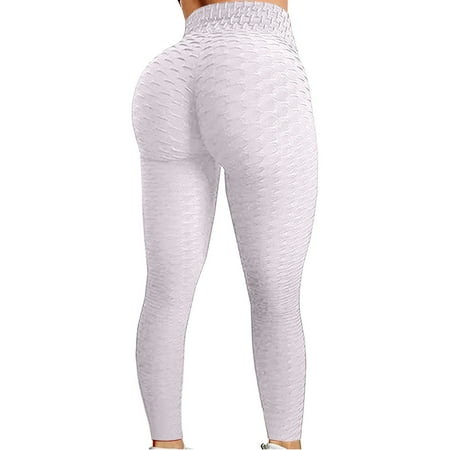

Dadaria Leggings for Women Plus Size Clearance Bubble Hip Lifting Exercise Fitness Running High Waist Yoga Pants White XL Female
