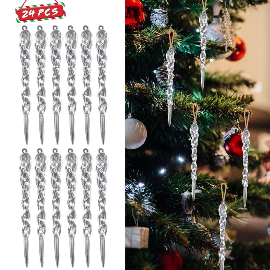 13cm Clear Baubles Crystal Icicles Christmas Hanging Decorations 32pcs Acrylic Icicles Decorations Christmas Tree Ornaments Traditional Xmas Tree Decorations