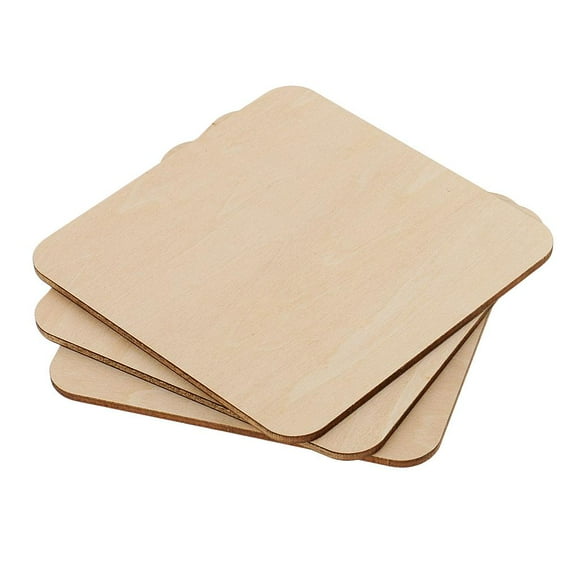 yuksok 3 Piece Square MDF Unfinished Wood Pieces Blank Plaques for DIY Craft Pyrography 100x100mm 3 Pieces