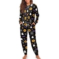 thumbnail image 3 of HELLHERO Halloween Pjs Set for Women Ghost Pumpkin Printed Pajama Crewneck Loungewear Spider Web Printed Sleepwear with Pockets, 2XL, 3 of 5