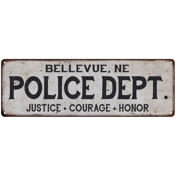 BELLEVUE, NE POLICE DEPT. Home Decor Metal Sign Gift 6x18 106180012671