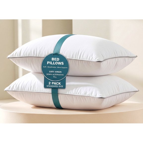 Casa Platino Pillows Standard Size Set of 2 – Standard Pillow, Cooling Comfort, Breathable, Easy Care Machine Washable, Perfect for Everyday Use