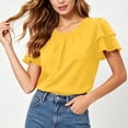 thumbnail image 5 of GigrtiJin Womens Short Sleeve T Shirts Pleated Baggy Basic T Shirts Casual Outdoor Pull On Round Neck Cropped Tees for Womens, 5 of 7