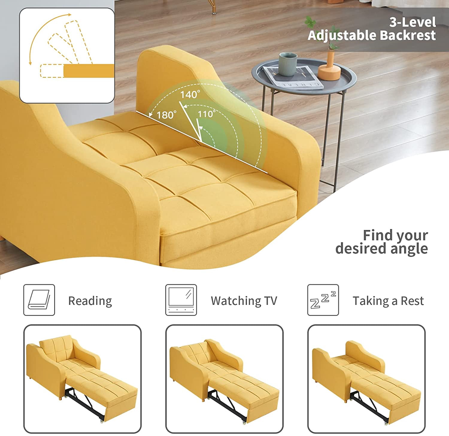 Buy Vicluke Upgrade Convertible Chair Bed, 3in1 Sleeper Chair Bed