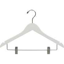 The Great American Hanger Company White Wooden Combo Hanger with Clips (Case of 100)
