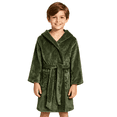 thumbnail image 5 of LYMAYTER Hooded Bathrobe for 2-12Y Toddler Boys Soft Flannel Bathrobe Solid Color Comfortable Household Sleep Gown, 5 of 10