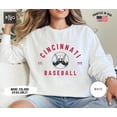 thumbnail image 1 of Cincinnati Baseball Sweatshirt, Retro Reds Baseball Sweatshirt, Reds Baseball Crewneck, Ci - White - L, 1 of 1