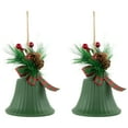 thumbnail image 6 of Christmas Bells with Pinecones and Plaid Bow Ornaments - 7" - Green - Set of 2, 6 of 10