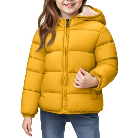 LTTVQM Toddler Winter Jacket Baby Boy Coat Light Boys Coats Girls Snow Fleece Jackets Yellow 4-5 Years