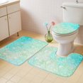 thumbnail image 2 of Aqua Green Bath Mat 3 Piece Bathroom Rug Set, Watercolor Colorful Ombre Abstract Floral Art Non Slip Bath Rug Contour Mat and Toilet Lid Cover, Absorbent Shower Mats Soft Bath Rugs and Mats Sets, 2 of 8