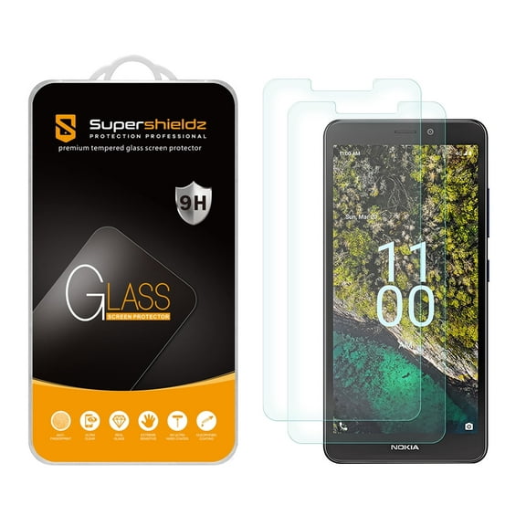(2 Pack) Supershieldz Designed for Nokia C100 Tempered Glass Screen Protector, Anti Scratch, Bubble Free