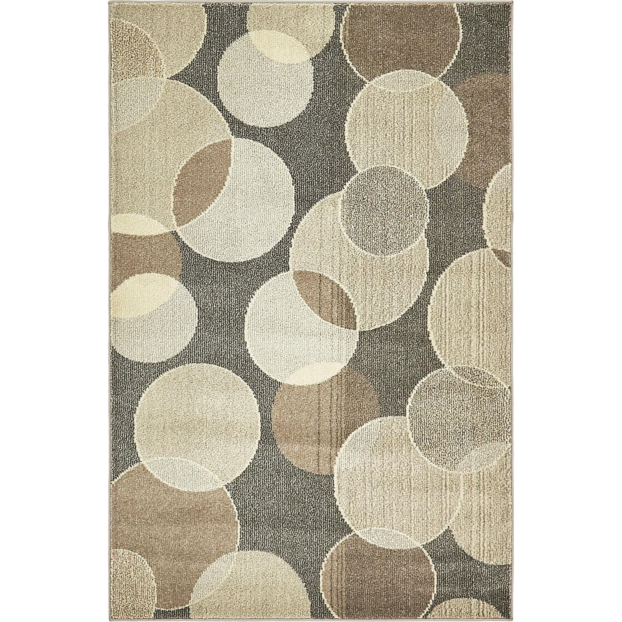 Unique Loom Indoor Rectangular Polka Dot Coastal Area Rugs Gray/Off