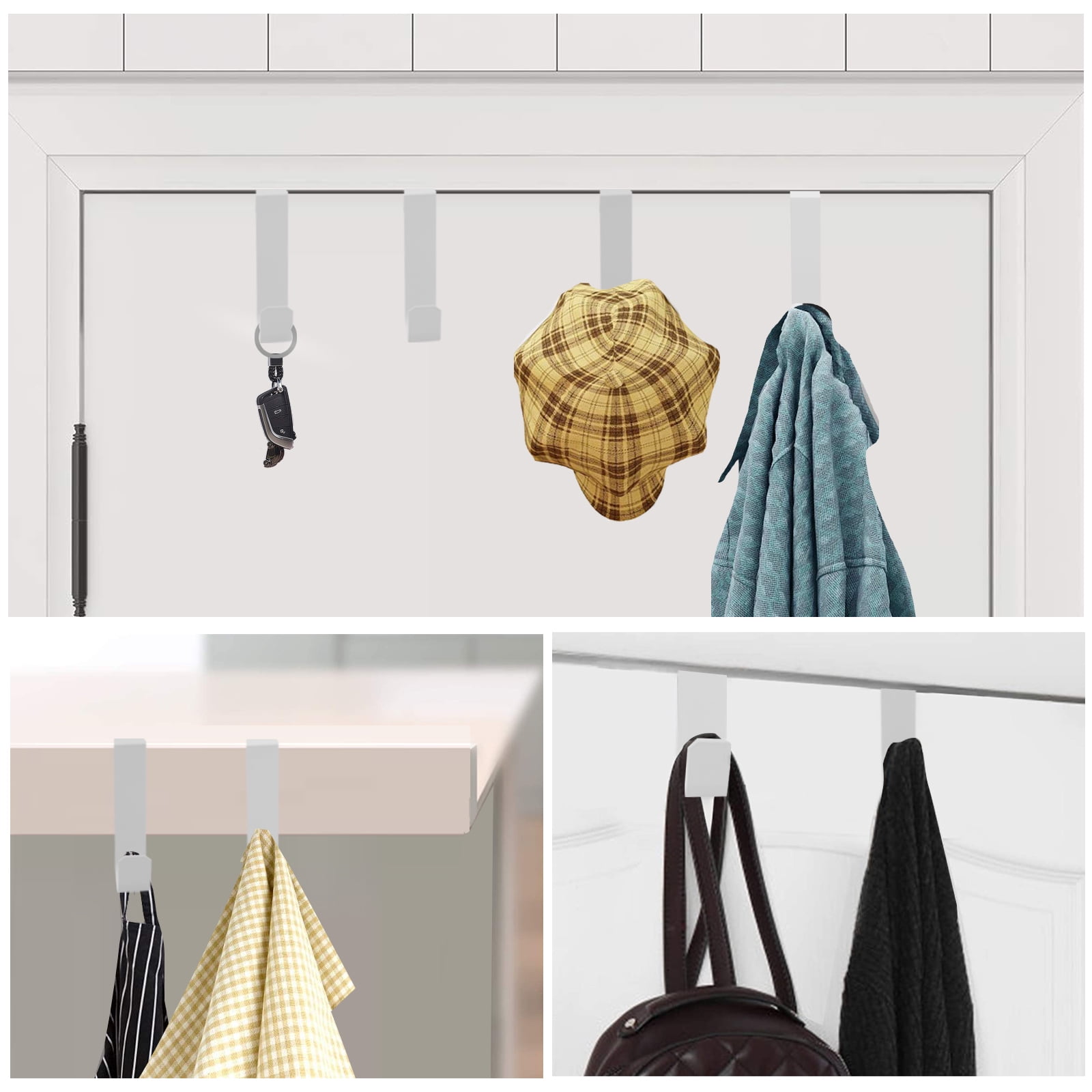 Romeda 6 Pack Over The Door Hooks, Sturdy Metal Single Over Door Hooks, White Door Hanger Hook Door Hooks for Hanging, Towels, Clothes, Bathroom, Hold Up to 7Lbs