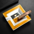thumbnail image 3 of Cigar ashtray ceramic large diameter double slot cigar holder office ashtray,黄色, 3 of 11