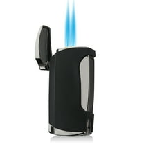 PROMISE Double Flame Torch Cigar Lighter Cigar Puncher Giftsets shipped without gas (Black)