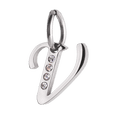 thumbnail image 1 of Charm para Pulsera LuckyLy, Dije Inicial Letra A, Acero Inoxidable y Zirconia Cúbica, Modelo Lizzy plateado Letra V, 1 of 7