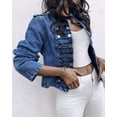 thumbnail image 5 of ChicMe Women's Denim Jackets Button up Stand Collar Long Sleeve Jeans Jacket Casual Lightweight Fall Coat Blue-L, 5 of 9