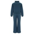 thumbnail image 4 of CILENON Two Piece Travel Outfits for Women Women Two Piece Outfits Sweatsuit Set Quarter Zip Sweatshirt Wide Leg Sweatpant Fall Set Tracksuit Two Piece Sweatsuit Sets for Women (Dark Blue,L), 4 of 5