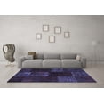 thumbnail image 3 of Ahgly Company Machine Washable Indoor Round Patchwork Blue Transitional Area Rugs, 7' Round, 3 of 4