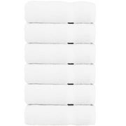 Luxury Hotel & Spa Towel 100% Genuine Turkish Cotton Hand Towels - White - Dobby Border - Set of 6