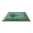 thumbnail image 2 of Ahgly Company Machine Washable Indoor Rectangle Persian Turquoise Blue Traditional Area Rugs, 6' x 9', 2 of 4