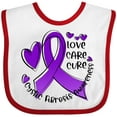 thumbnail image 3 of Inktastic Love, Care, Cure Cystic Fibrosis Awareness Purple Ribbon Boys or Girls Baby Bib, 3 of 4