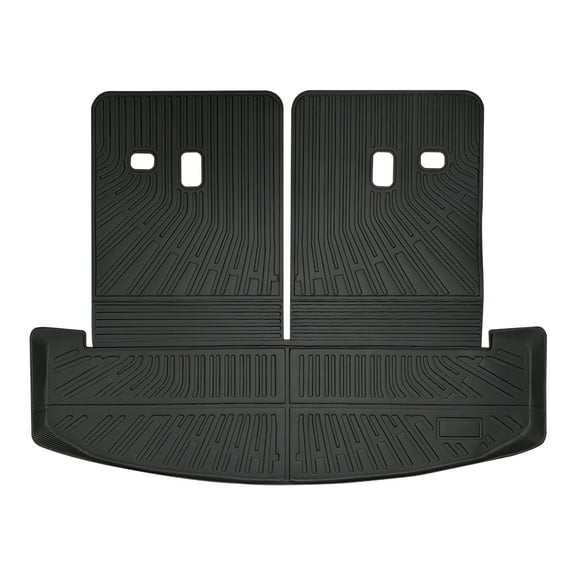 Ikon Motorsports Rear Cargo Trunk Liner W/ Seat Protector Backrest Cover Fits 2024-2026 Hyundai Santa Fe 6/7 Seats, Black TPE Waterproof Seat Back Liners Mat Pad 1PC