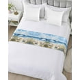 thumbnail image 5 of Xipuska Coastal Wave Bliue Bed Runners for Cal King Size Bed, Decorative Bed Throws for Foot of Bed, Ocean Oil Painting Sea Beach Plant Bed Runner Sofa Throw Bedding Scarf Slipcover for Bedroom, 5 of 6