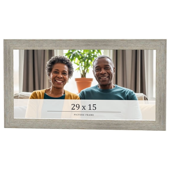 29x15 Frame Grey Real Wood Picture Frame Width 1.5 Inches | Interior Frame Depth 0.5 Inches | Barn