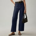 thumbnail image 5 of GXIPO Women Stretch Twill Cropped Pants Wide Leg Jeans with Patch Pocket Straight Leg Chino Pants Casual Ankle Jeans Dark Blue L, 5 of 9