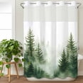 thumbnail image 3 of Watercolor Forest No Hook Shower Curtain Waterproof,Bathroom Curtains with Snap in Liners and See Through Top Window,Green Foggy Natural Landscape Plants Hotel Style Bathtub Curtains Shower 48"Wx72"L, 3 of 8
